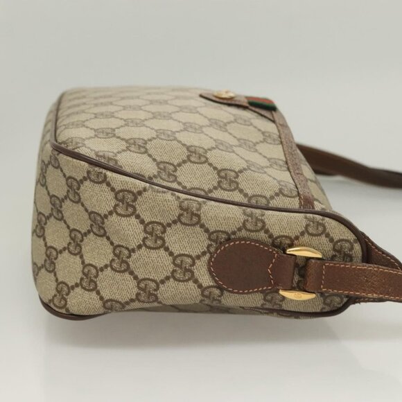 GUCCI GG Supreme Web Sherry Line Bag PVC Beige Gold - Picture 10 of 15